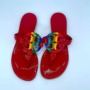 Tory Burch Red Patent leather Rainbow Miller sandals 7
